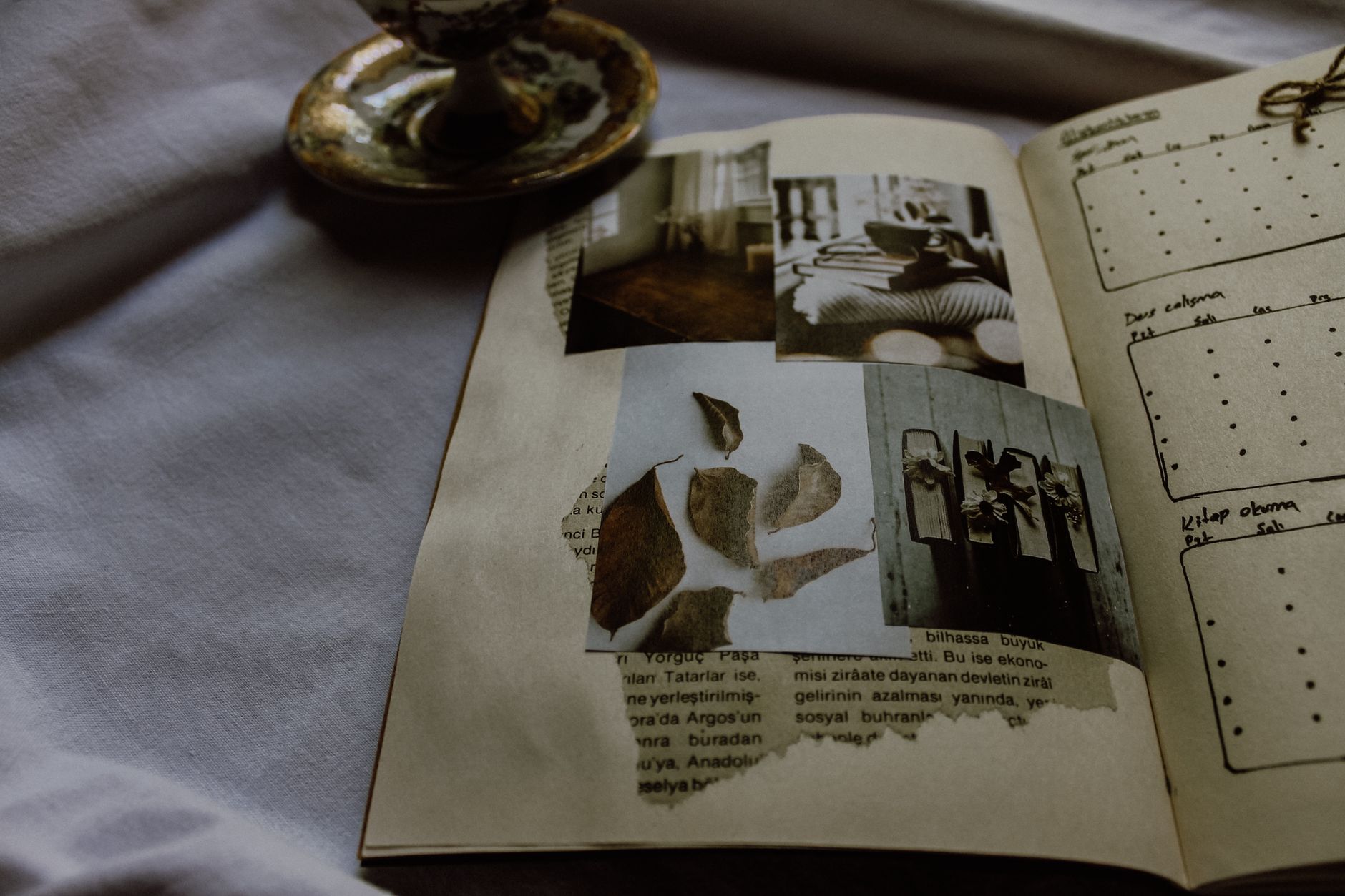close up of a scrapbook journal in a vintage style