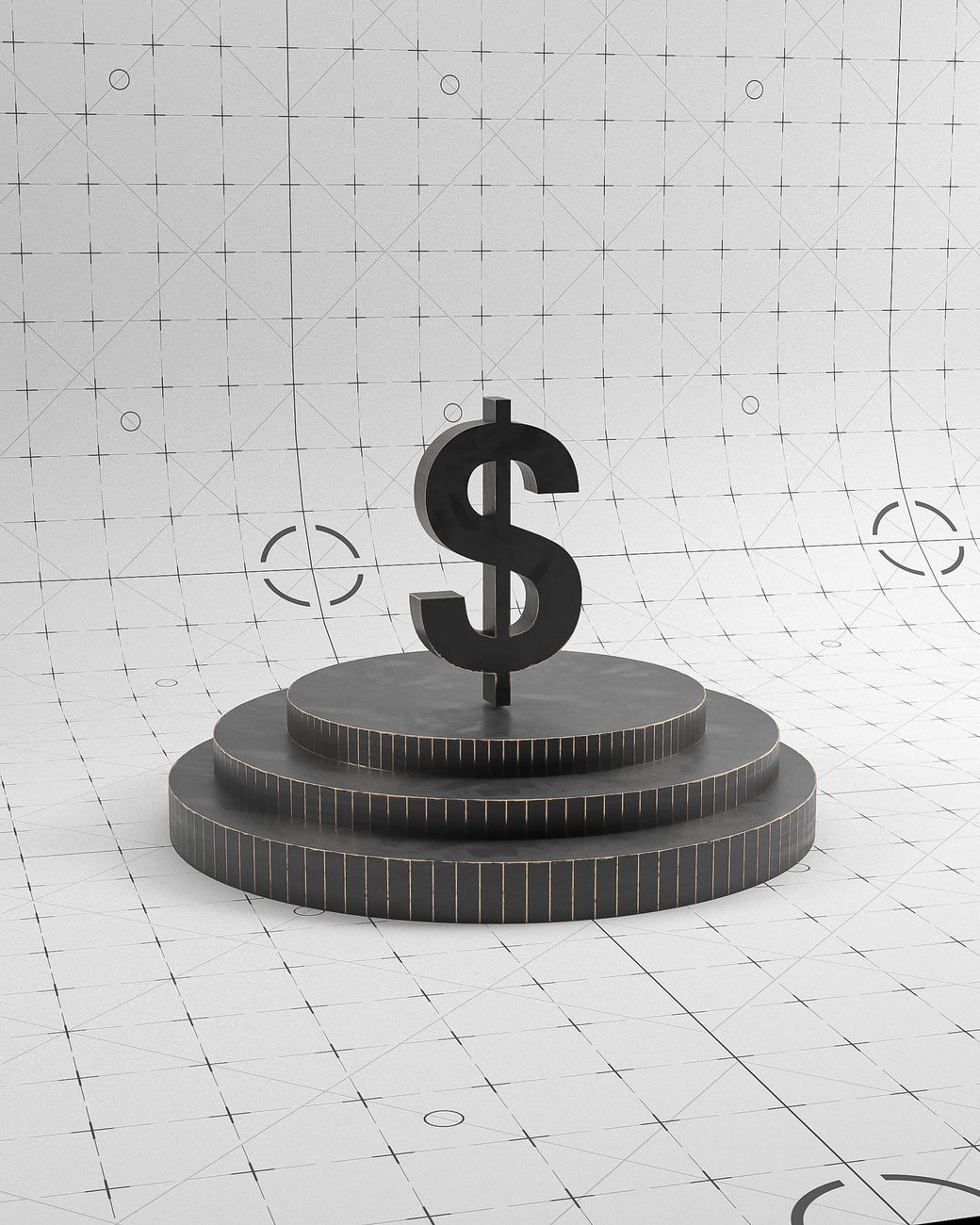 dollar symbol on a podium