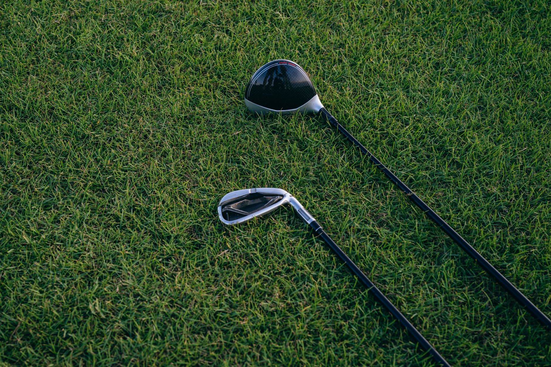 a close up shot of golf clubs